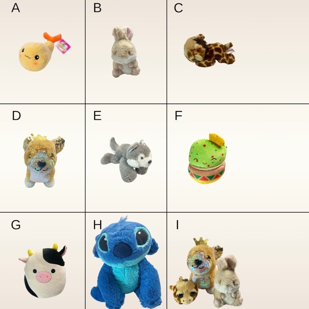 SET OF 8 Cute Stuffed Animals